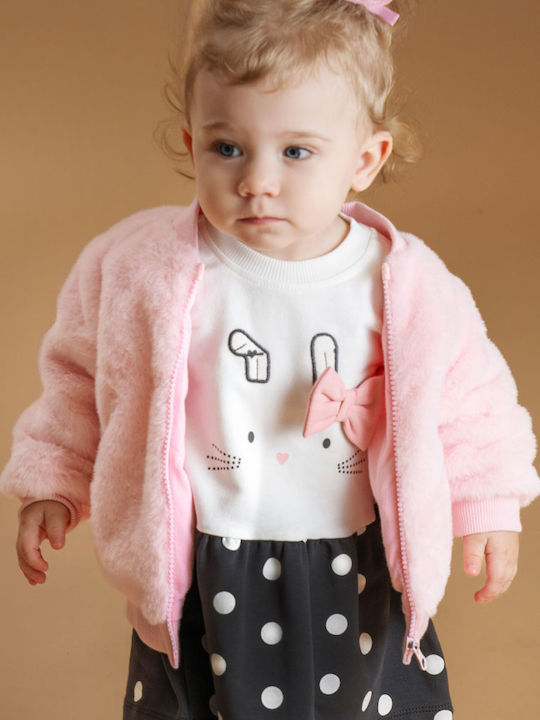 Kinderkleid Langärmelig Polka Dot Mehrfarbig