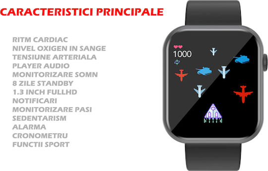 RFIT Aluminium Smartwatch with Heart Rate Monitor (Black)
