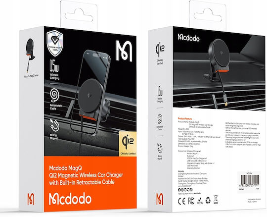 Mcdodo Auto Handyhalterung mit Magnet und Kabelloses Laden MagSafe Schwarz