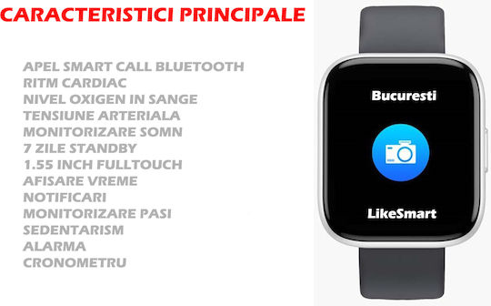 TrendFIT Aluminium Smartwatch mit Pulsmesser (Silber)