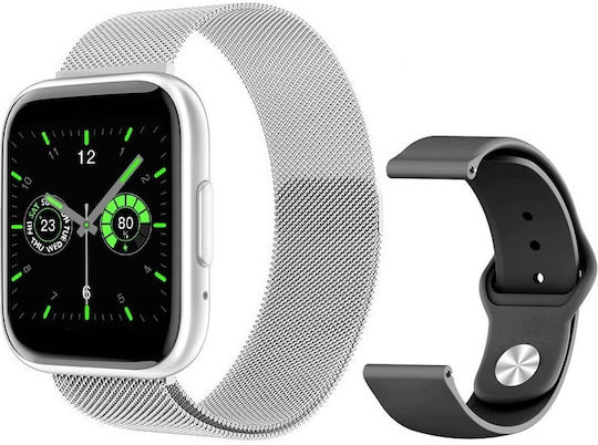 TrendFIT Aluminium Smartwatch mit Pulsmesser (Silber)