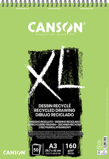 Canson Μπλοκ Σχεδίου XL Recycle Α3 160gr 25φύλλα A3 29.7x42cm