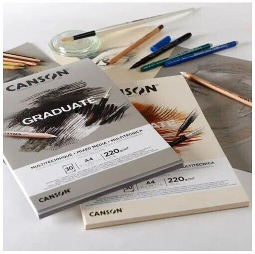 Canson Μπλοκ Σχεδίου Graduate Drawin Grey 220gr A4 21x29.7cm 30 Φύλλα