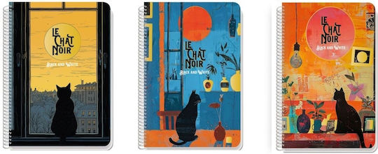 Label Label Spiral Notebook Ruled A4 60 Sheets 2 Subjects Black 1pcs