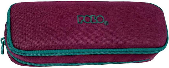 Polo Duo Box Pencil Case with 2 Compartments Burgundy