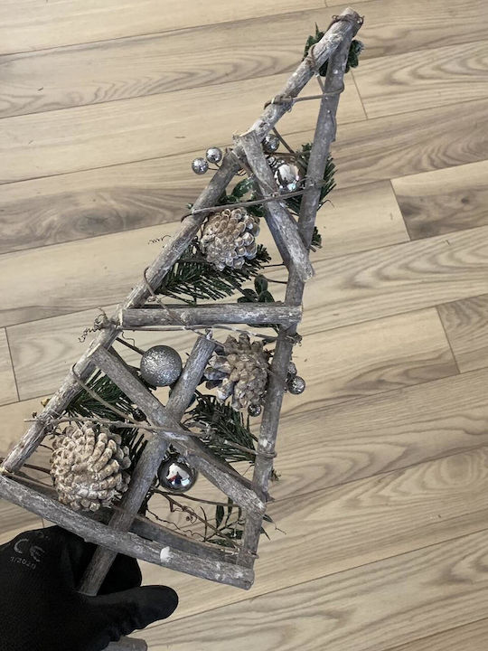 Decorațiune de Crăciun Lemn Braduleț 47cm. Argintiu
