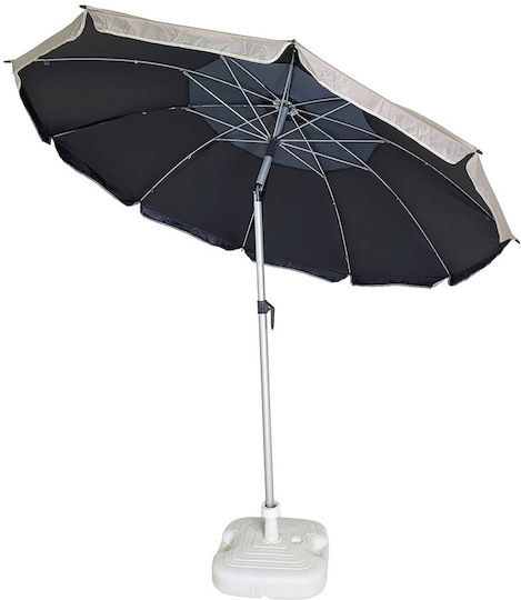 Summer Club Eden Folding Aluminum Beach Umbrella Diameter 2.25m with UV Protection and Silver Air Duct Silver Beige