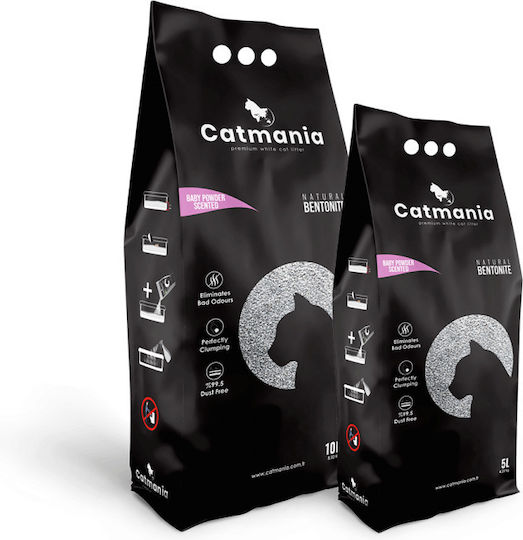 Catmania Bentonit Katzenstreu Feinkörnig mit Duft Babypuder 5Es