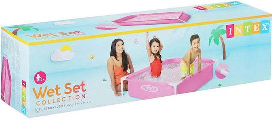 Intex Mini Frame Piscină Pentru Copii Pătrată 342lt Cu Cadru Metalic 122x122x30cm Roz