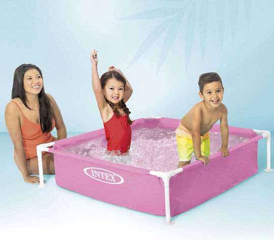 Intex Mini Frame Piscină Pentru Copii Pătrată 342lt Cu Cadru Metalic 122x122x30cm Roz