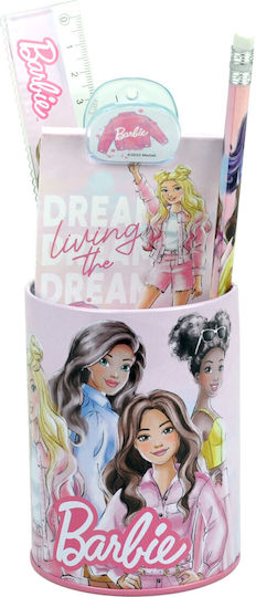 Gim Barbie Kids Stationery Set with Pencil, Eraser, Notepad, Ruler and Pencil Holder 7pcs