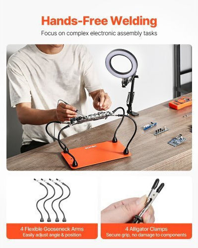 Vevor Magnetic Helping Hands Soldering Station 3x Led Magnifying Lamp 4 Arms