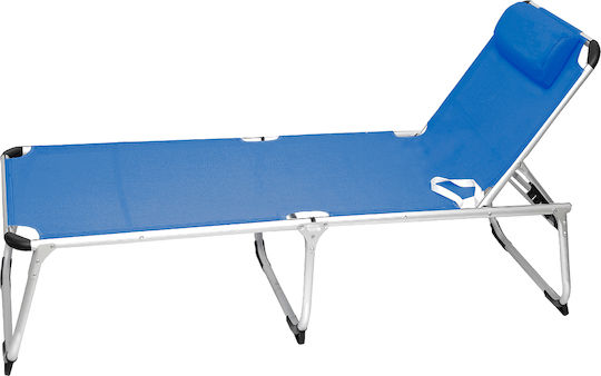 Nattera Foldable Aluminum Beach Sunbed Blue with Pillow 188x59x31cm