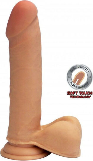 ToyJoy Get Real Dual Density Dildo with Balls Glass Dildo with Balls and Suction Cup Flesh 20cm
