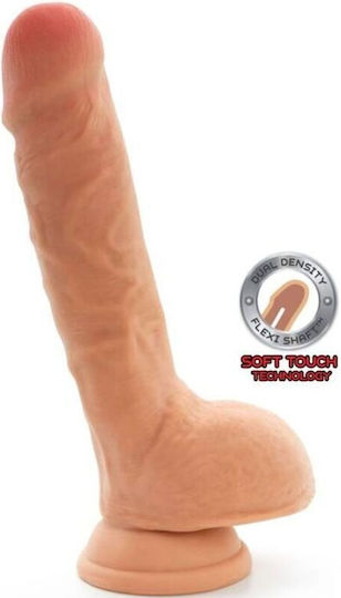 ToyJoy Get Real Dual Density Dildo with Balls Glass Dildo with Balls and Suction Cup Flesh 20cm