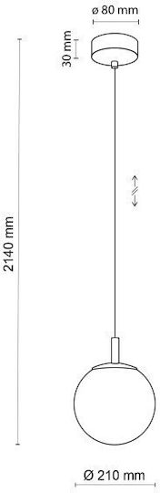 TK Lighting Cadix Pendant Light Gold Ball with Socket G9 21cm