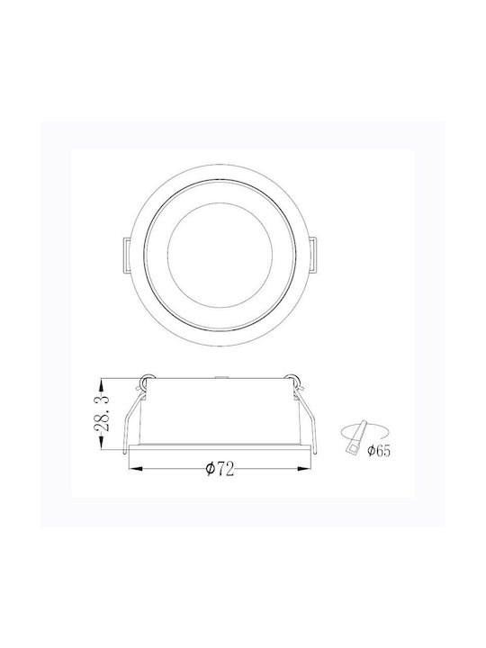 Sun Light Metalic Spot Încorporat cu LED Integrat și Lumină Alb Natural Alb 7.2x7.2cm. 1buc