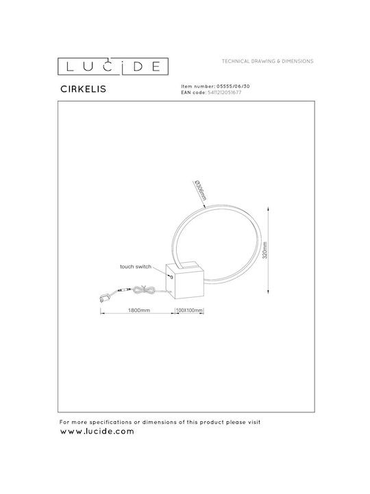 Lucide Lightning Διακοσμητικό Φωτιστικό Cirkelis LED Θερμό Λευκό 3000K 32x32εκ.