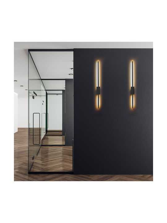 TK Lighting Μοντέρνο Φωτιστικό Τοίχου με Ενσωματωμένο LED και Θερμό Λευκό Φως Μαύρο 6x6x50εκ.