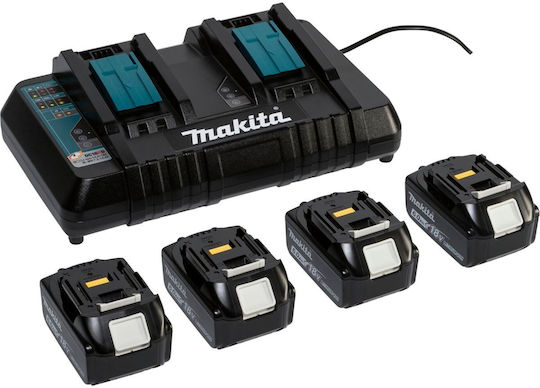 Makita Set 4 Baterii Unelte Litiu 18V Capacitate 6Ah cu Încărcător