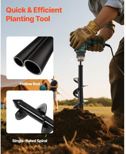 Vevor Auger Drill Bit 3.15 X 11.4 In Earth Spiral Post Hole Digger Planter Tool