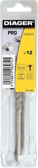 Diager Diamond Drill Carbide with Cylindrical Shank for Masonry, Glass and Tiles 12mm