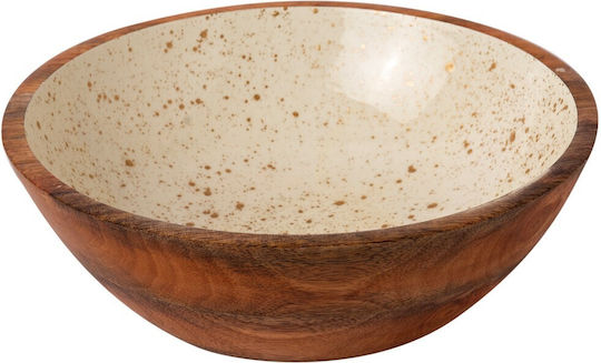 Ξύλινο Πλατώ Σερβιρίσματος Mango Wood 40x22x5εκ Μαύρο Χερούλια Χρυσά Spots 20-1722 Prestige