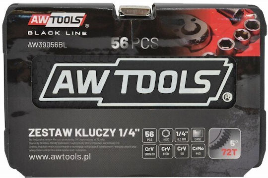 AWTools Ratschen- & Steckschlüssel-Sets 1\4" & 3\8" 56Stück
