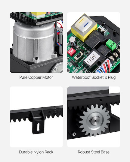Vevor 400W Electric Sliding Garage Door Motor Set 2204lbs Gear Track Infrared Sensor