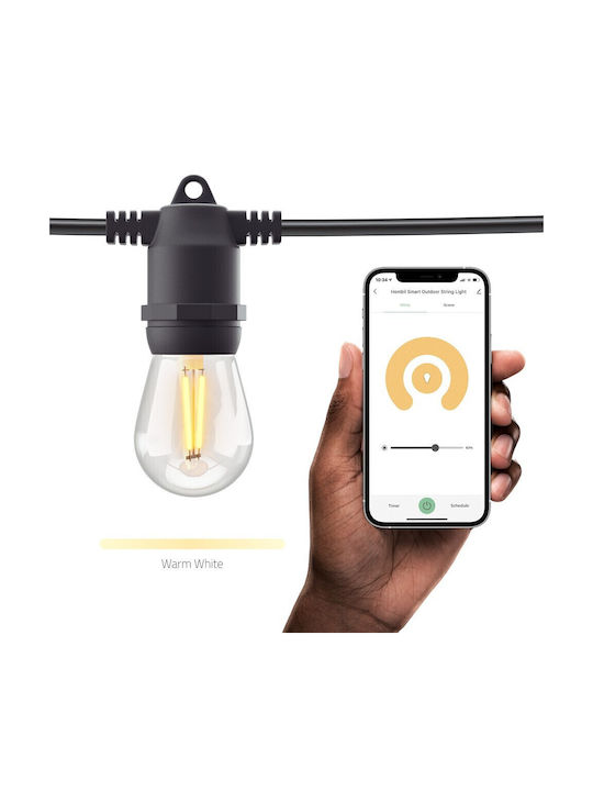 Hombli Στεγανή Smart Γιρλάντα Φωτισμού IP65 5m με 10 Λάμπες Θερμό Λευκό