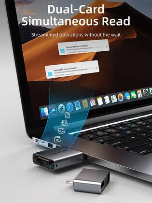 Cabletime Кард Рийдър USB 3.0 Type-C За SD Сива