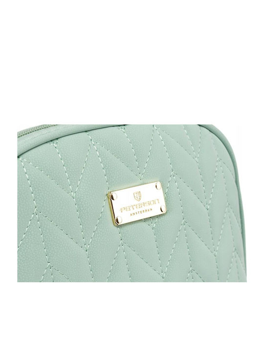 Practical Women's Makeup Bag In Green A Herringbone Pattern Peterson