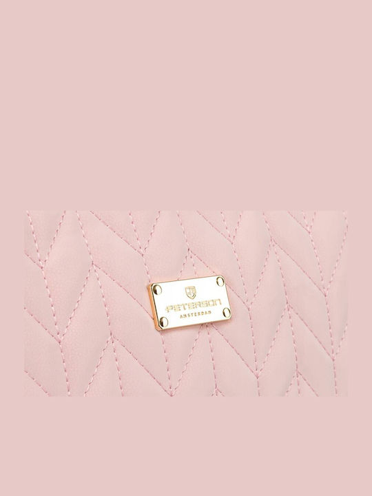 Pink Women's Cosmetic Bag Made Eco Leather Quilted Pattern Peterson
