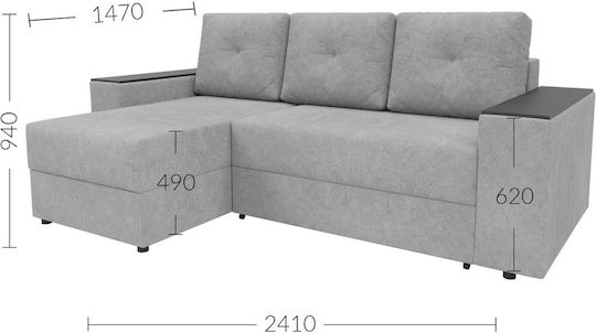 Alphab2b Corner Couch Bed with Reversible Angle and Storage Space Beige 241x147x94 cm
