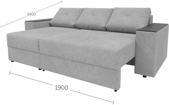 Alphab2b Corner Couch Bed with Reversible Angle and Storage Space Beige 241x147x94 cm