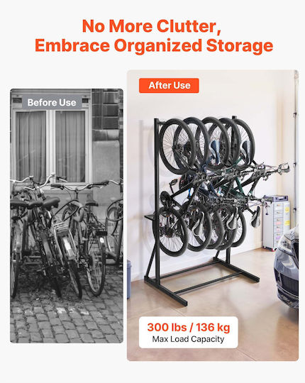 Vevor Freestanding Bike Rack Max 5 Bikes Bicycle Organizer Standing Bike Rack