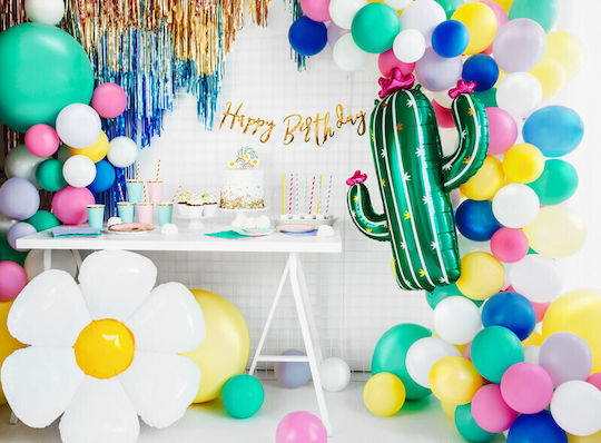 Composition with 50 Balloons Foil White Jumbo 103cm
