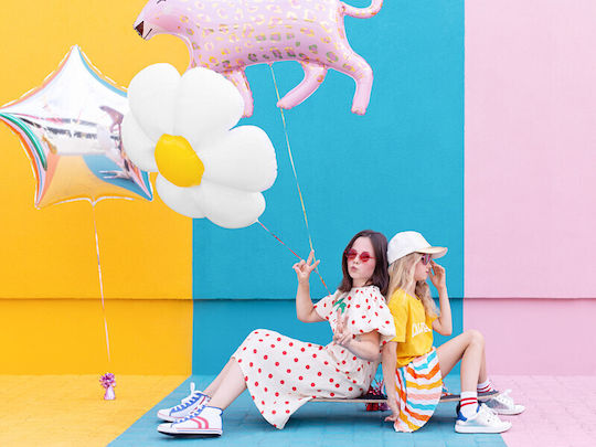 Composition with 50 Balloons Foil White Jumbo 103cm