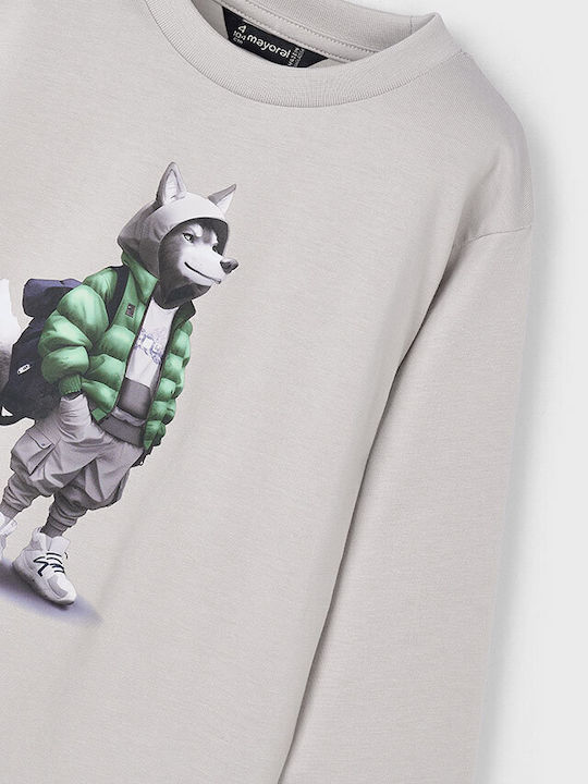 Kids' Shirt Long Sleeve Grey Silver Wolf
