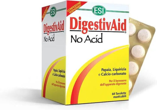 ESI DigestivAid No Acid Ειδικό Συμπλήρωμα Διατροφής 60 μασώμενες ταμπλέτες