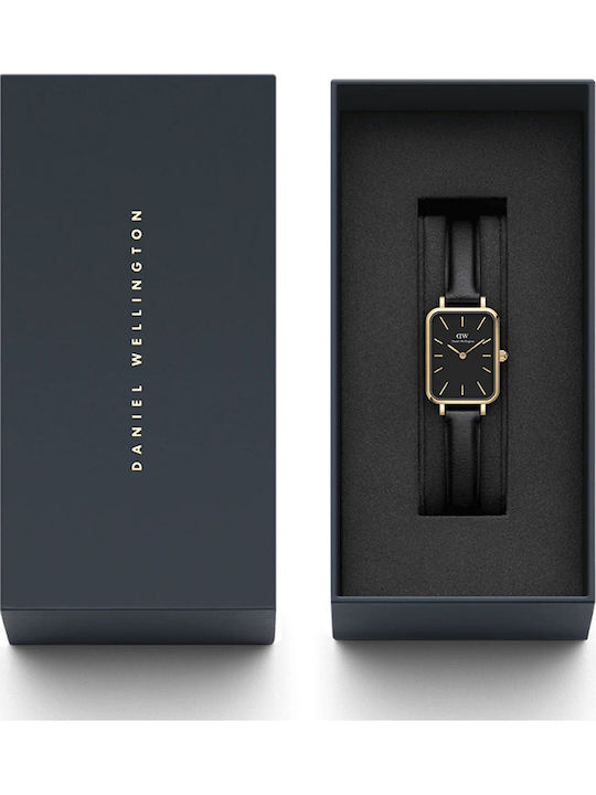 Daniel Wellington Quadro Pressed Sheffield Дамски Часовник 20мм На Батерия С Черна Кожена Каишка