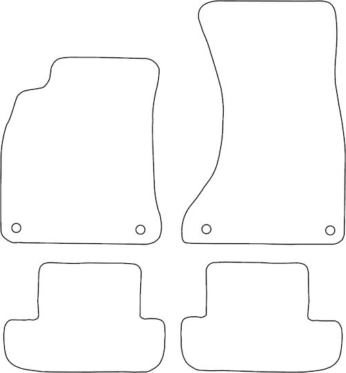 Moltico Set of Front and Rear Mats Universal 4pcs Audi RS5 Ford Edge 2010-2015 Black