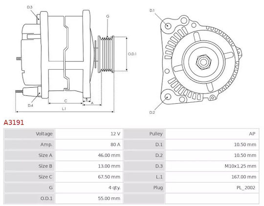 Alternator Nissan Micra 1.0 1.2 1.4