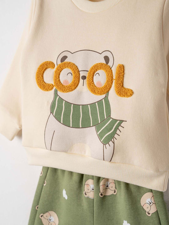 Kids Sweatpants Set Ecru-khaki 2pcs