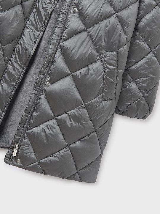 Kinder Freizeitjacke Lang mit Kapuze Anthracite