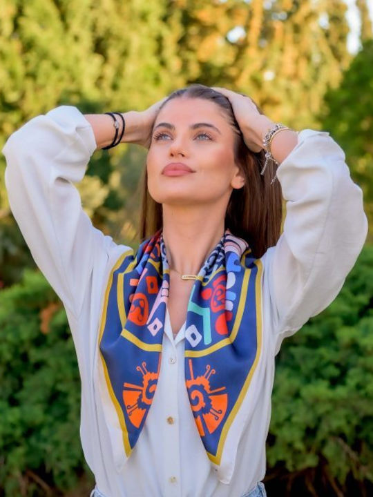 Kalfas Luxury Silk Γυναικείο Μεταξωτό Φουλάρι Πολύχρωμο