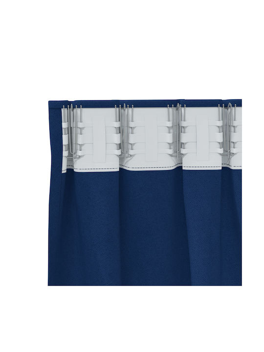 vidaXL Set Curtains with Tunnel Blue 140x260cm