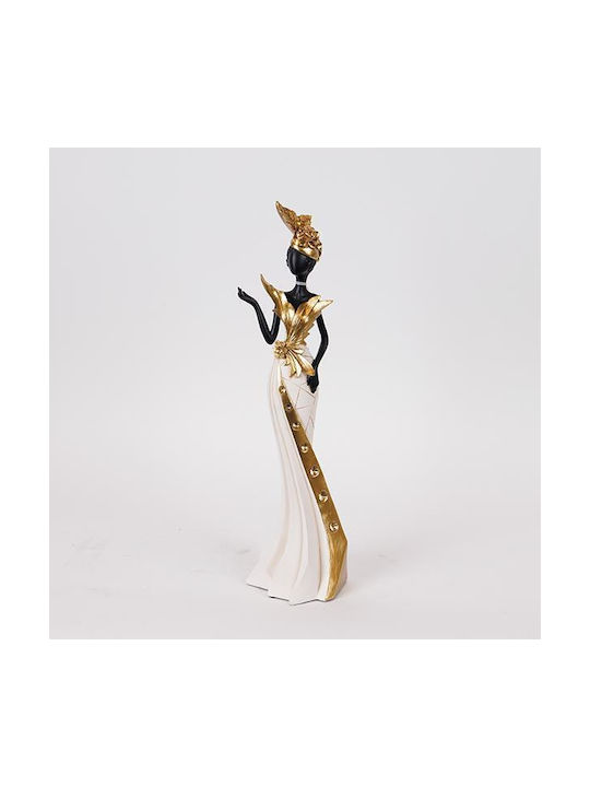 Table Decorative Figure Woman White & Gold 10x9x41cm 14073 752-27206