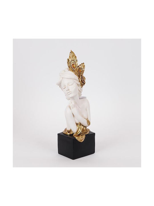 Table Decorative Sculpture Woman Flower White & Gold 12x11x33.5cm 14067 752-27200