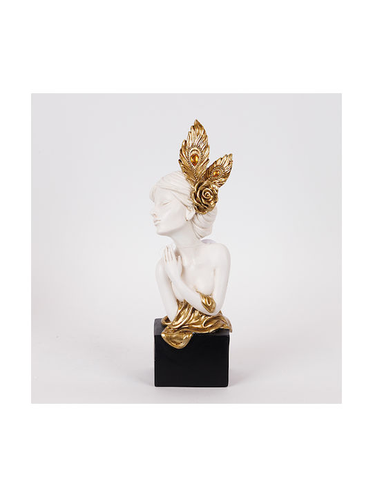 Table Decorative Sculpture Woman Flower White & Gold 12x11x33.5cm 14067 752-27200